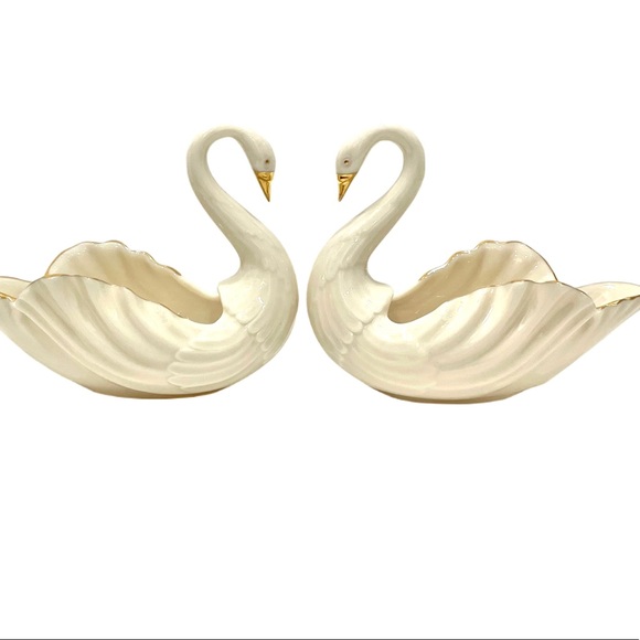 LENOX Vintage Swan 24K Gold Trim Porcelain Trinket Dish (Set of 2) in EUC - Picture 4 of 10